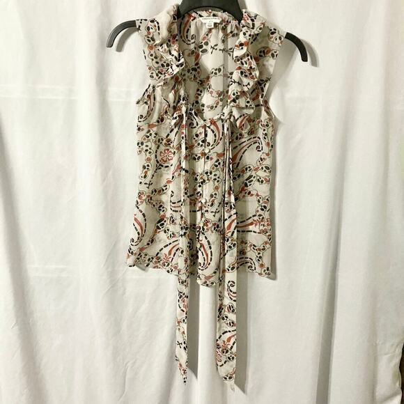 Banana Republic Women's XXSP Ruffle Sleeveless Button Up Blouse - Picture 5 of 11